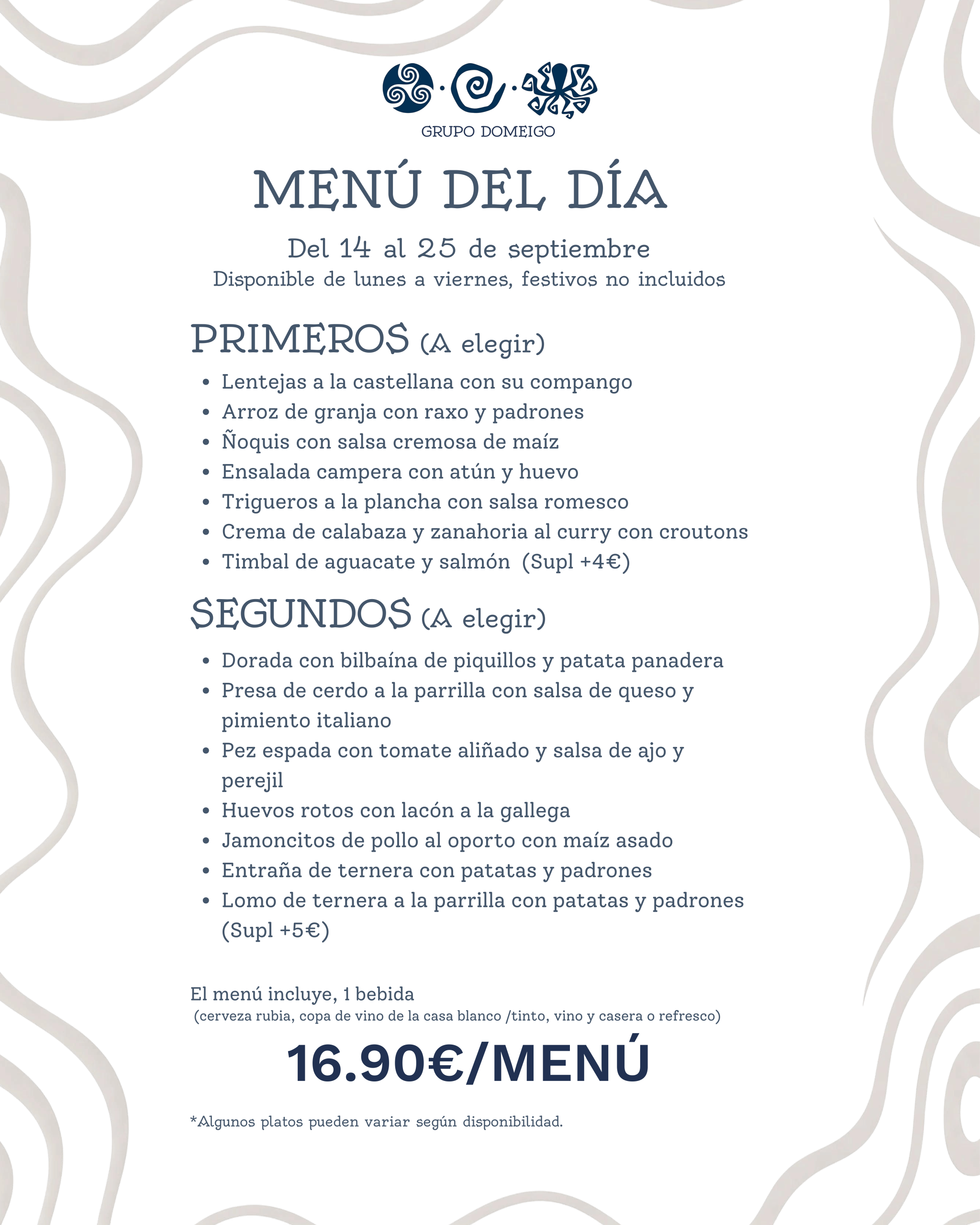 menú del día 2ª quincena